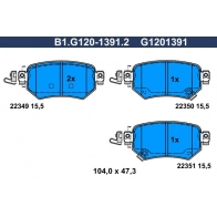 Тормозные колодки дисковые, комплект GALFER B1.G120-1391.2 1440635772 XA5734 O