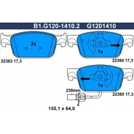 Тормозные колодки дисковые, комплект GALFER Audi A5 (F53) 2 Купе 45 TFSI Mild Hybrid quattro 265 л.с. 2020 – 2024 HB19B EH B1.G120-1410.2