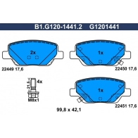 Тормозные колодки дисковые, комплект GALFER YK7OB0 H Fiat Tipo B1.G120-1441.2