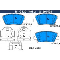 Тормозные колодки дисковые, комплект GALFER TT H2N 1440635794 B1.G120-1498.2