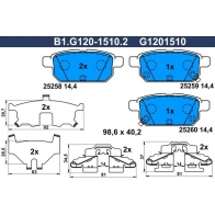 Тормозные колодки дисковые, комплект GALFER 1440635797 KN D9Y B1.G120-1510.2