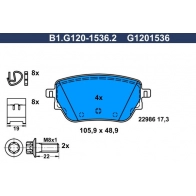 Тормозные колодки дисковые, комплект GALFER 1440635802 B1.G120-1536.2 4 NNG5E6