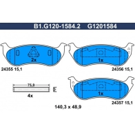 Тормозные колодки дисковые, комплект GALFER B1.G120-1584.2 1440635824 2S9R9 DQ