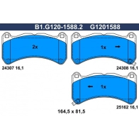 Тормозные колодки дисковые, комплект GALFER Lexus IS (XE20) 2 Седан 5.0 IS F (USE20) 423 л.с. 2007 – 2013 B1.G120-1588.2 L 3JO3