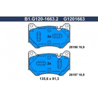 Тормозные колодки дисковые, комплект GALFER VO WW3 1440635842 B1.G120-1663.2
