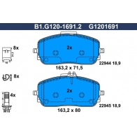 Тормозные колодки дисковые, комплект GALFER B1.G120-1691.2 1E N3Q 1440635844