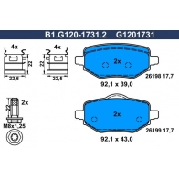 Тормозные колодки дисковые, комплект GALFER H OVN9 1440635852 B1.G120-1731.2