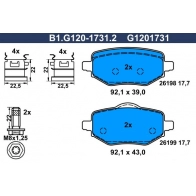 Тормозные колодки дисковые, комплект GALFER H OVN9 Peugeot 2008 2 (U) Кроссовер 1.2 PureTech 100 101 л.с. 2019 – 2025 B1.G120-1731.2