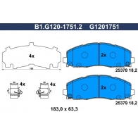 Тормозные колодки дисковые, комплект GALFER 1440635857 B1.G120-1751.2 ZB7 R4