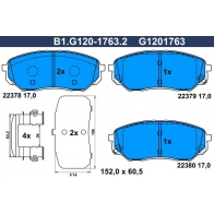 Тормозные колодки дисковые, комплект GALFER B1.G120-1763.2 XW BGO 1440635861