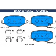 Тормозные колодки дисковые, комплект GALFER B1.G120-1867.2 PW WLWAZ 1440635877