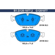 Тормозные колодки дисковые, комплект GALFER 9L AE6 Audi A6 (C7) 4 2010 – 2018 B1.G120-1877.2