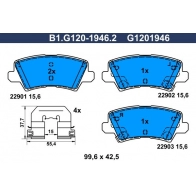 Тормозные колодки дисковые, комплект GALFER Kia Picanto (JA) 3 Хэтчбек 1.2 MPI 84 л.с. 2020 – 2025 B1.G120-1946.2 I6 45WZ