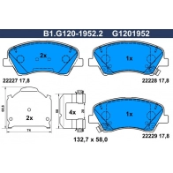 Тормозные колодки дисковые, комплект GALFER 1440635889 B1.G120-1952.2 EQZS A