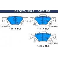 Тормозные колодки дисковые, комплект GALFER A3 5YHE 1440635893 B1.G120-1997.2
