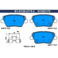 Тормозные колодки дисковые, комплект GALFER B1.G120-2175.2 FGEC RD 1440635905