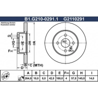 Тормозной диск GALFER 84SGK0 Z B1.G210-0291.1 1440635975