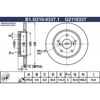 Тормозной диск GALFER B1.G210-0337.1 1440635994 FK1 HX