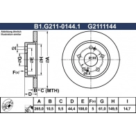 Тормозной диск GALFER B1.G211-0144.1 Renault Scenic (JA, FA) 1 Минивэн 1.9 dCi Rx4 101 л.с. 2002 – 2003 8X9KJG Q