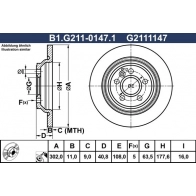 Тормозной диск GALFER A 1ZJ7E B1.G211-0147.1 1440636011