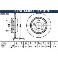 Тормозной диск GALFER LD 3HF0 B1.G211-0160.1 1440636014