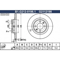 Тормозной диск GALFER B1.G212-0198.1 GC 1TZ 1440636038