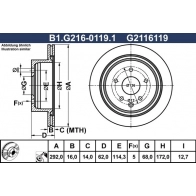 Тормозной диск GALFER 42K6 1 B1.G216-0119.1 Renault Koleos (HY) 1 Кроссовер 2.0 140 л.с. 2013 – наст. время