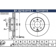 Тормозной диск GALFER B1.G219-0115.1 Hyundai Getz (TB) 1 Хэтчбек 1.3 i 82 л.с. 2002 – 2004 J YFUZA