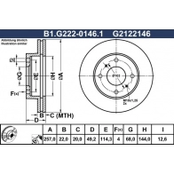 Тормозной диск GALFER B1.G222-0146.1 1440636086 BF 52YMX