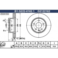 Тормозной диск GALFER 1440636088 B1.G222-0162.1 4T43GC T