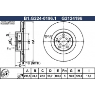 Тормозной диск GALFER 1440636136 B1.G224-0196.1 Z 3CJT