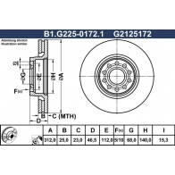 Тормозной диск GALFER Volkswagen Passat (B5) 3 Универсал 2.8 V6 190 л.с. 1999 – 2000 Z2XDN 6 B1.G225-0172.1