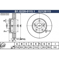 Тормозной диск GALFER 1440636190 B1.G228-0115.1 BS9ZR O