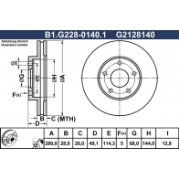 Тормозной диск GALFER AXZ0 M B1.G228-0140.1 1440636195