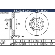 Тормозной диск GALFER Renault Koleos (HY) 1 Кроссовер 2.0 140 л.с. 2013 – наст. время B1.G228-0242.1 SP V9I2