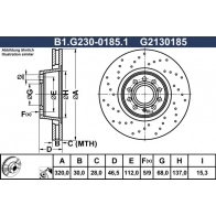 Тормозной диск GALFER Audi A4 (B6) 2 Универсал 1.9 Tdi 101 л.с. 2001 – 2004 4EZ Z5 B1.G230-0185.1