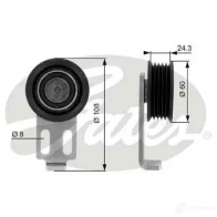 Натяжной ролик приводного ремня GATES t36069 Renault Twingo (C06) 1 Хэтчбек 1.2 (C063. C064) 55 л.с. 1993 – 1996 5414465210259 QFC 40
