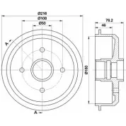 Тормозной барабан HELLA 6 1002 8DT 355 300-111 TNUCJSJ 33234