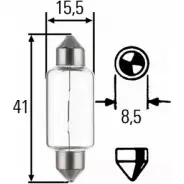 Лампа накаливания HELLA C10W 8GM002091251 08231 1 42843