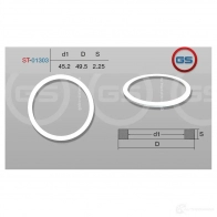 Тефлоновое кольцо 45,2*49,5*2,25 GS 1440792734 ST-01303 HV 16JK - Изображение 2