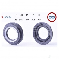 Сальник рулевой рейки 23 34.2/40 3.2/7.5 GS 4UYO E SL-00034 1440794983