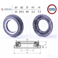Сальник рулевой рейки 23 34.2/40 3.2/7.5 GS 4UYO E SL-00034 1440794983 - Изображение 2