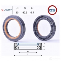 Сальник рулевой рейки 30 42.5 6.5 GS SL-00017 1440795016 38PV 1N - Изображение 2