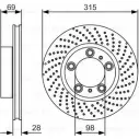 Тормозной диск Bosch 10002A Porsche Cayman B D1673 0 986 479 630