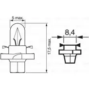 Лампа BX8.4D 1.2 Вт 12 В BOSCH 1987302242 57D29SA 350348 12V 1,2W