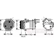 Компрессор кондиционера VAN WEZEL 604 7K069 93E6VF 4700K069 Saab 9-3 (YS3F) 2 Седан 2.0 t BioPower xWD 210 л.с. 2008 – 2015