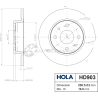 Тормозной диск HOLA 1271766018 F8 28E 8718401507180 HD903 - Изображение 2
