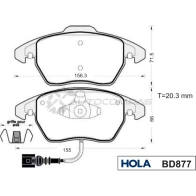 Тормозные колодки дисковые HOLA UK0 F4 BD877 1439896454