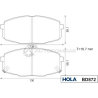 Тормозные колодки дисковые HOLA 1439896449 BD872 D36RA F - Изображение 2