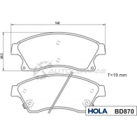 Тормозные колодки дисковые HOLA 1439896447 H E74YWN BD870 - Изображение 2